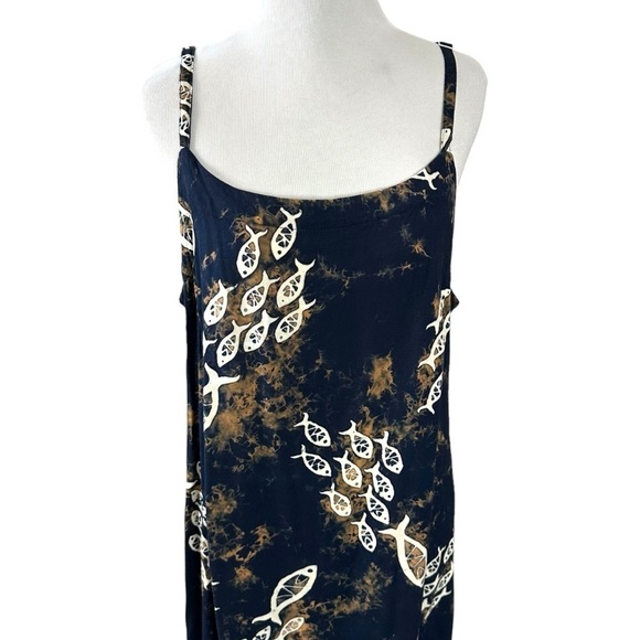 Vintage 90s Far Away Tropical Tie Dye Fish Maxi Dress & Top Set Size Large Beach - Picture 6 of 16